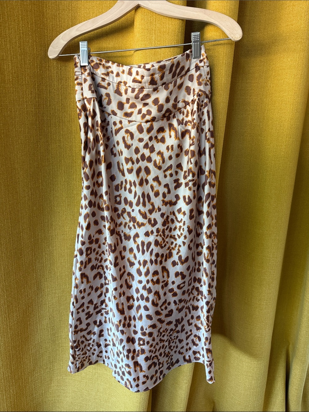 Free People Leopard Print Midi Slip Skirt - Brown on Cream - Picture 3 of 3